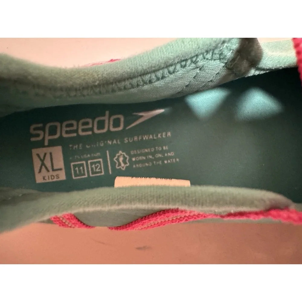 Speedo‎ Kids Girls Surfwalker Water Shoes Aqua Pink Slip On Beach Swim XL 11-12